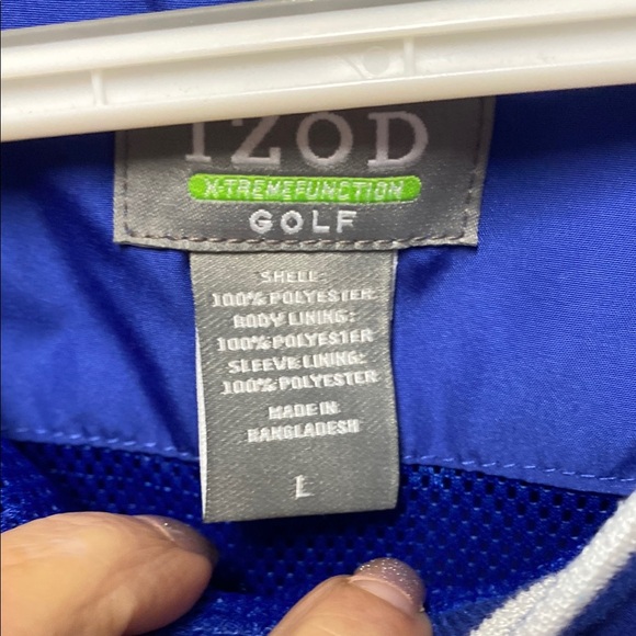 IZOD Golf size large Vibrant Blue V-Neck pullover sun protection rain weather - Picture 7 of 7